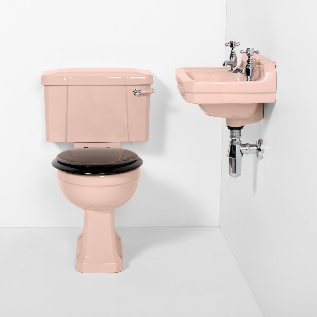 Deco Cloakroom Set Coral Pink toilet sink The Bold Bathroom Company