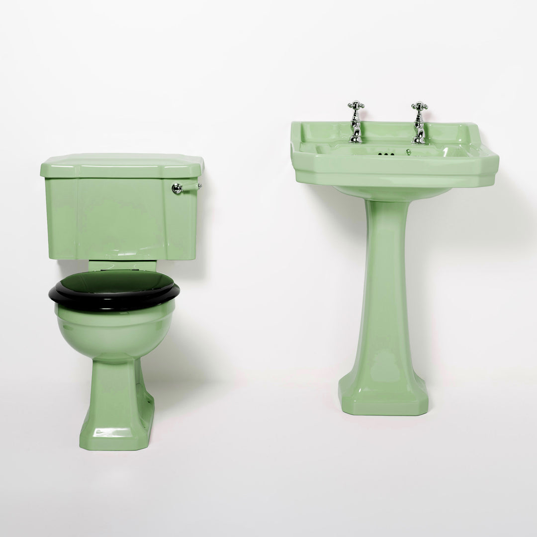 Deco Toilet & Basin Set Mint Green toilet sink The Bold Bathroom Company