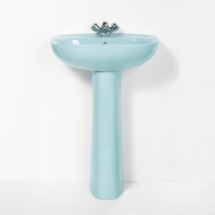 Retro Toilet & Basin Set Sky Blue with Round 1 Taphole Basin toilet sink The Bold Bathroom Company