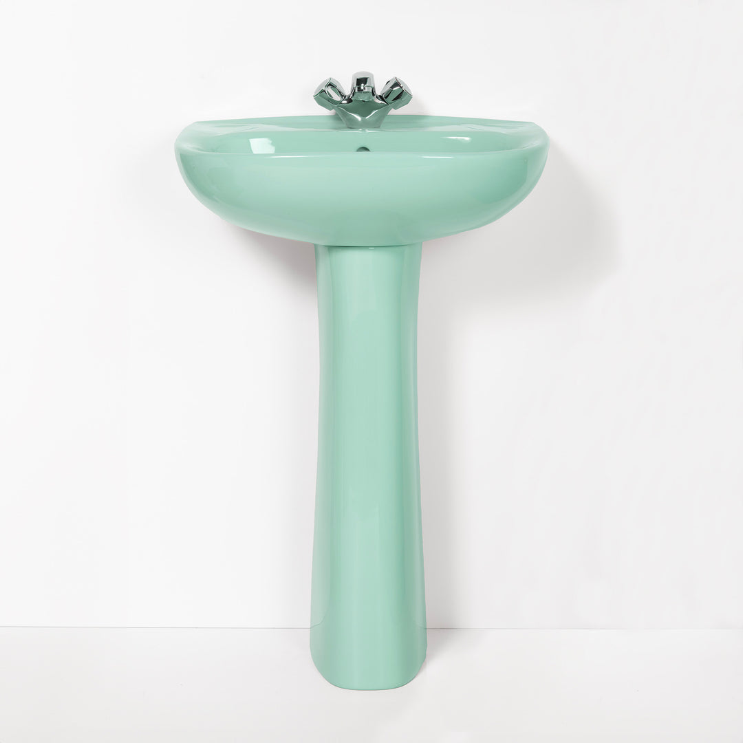 Retro Toilet & Basin Set Turquoise with Round 1 Taphole Basin toilet sink The Bold Bathroom Company