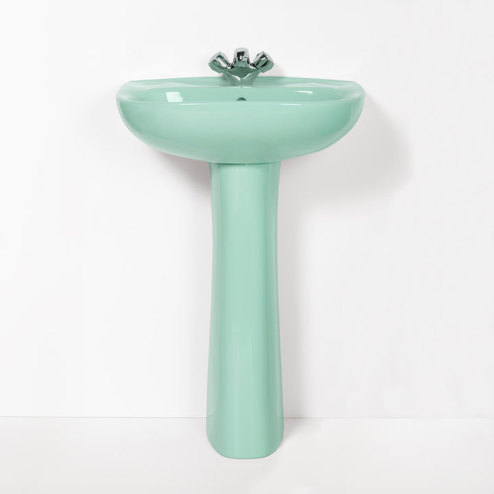 Retro Toilet & Basin Set Turquoise with Round 1 Taphole Basin toilet sink The Bold Bathroom Company