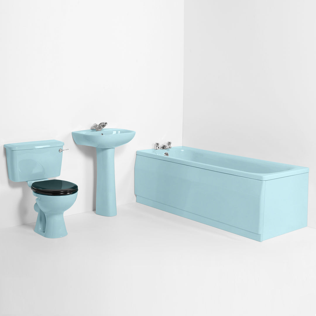 Retro Bathroom Set Sky Blue with Round 1 Taphole Basin toilet sink The Bold Bathroom Company