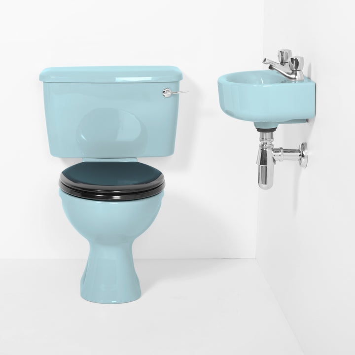 Retro Cloakroom Set Sky Blue toilet sink The Bold Bathroom Company
