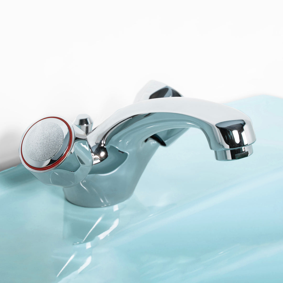 Retro Toilet & Basin Set Sky Blue with Round 1 Taphole Basin toilet sink The Bold Bathroom Company