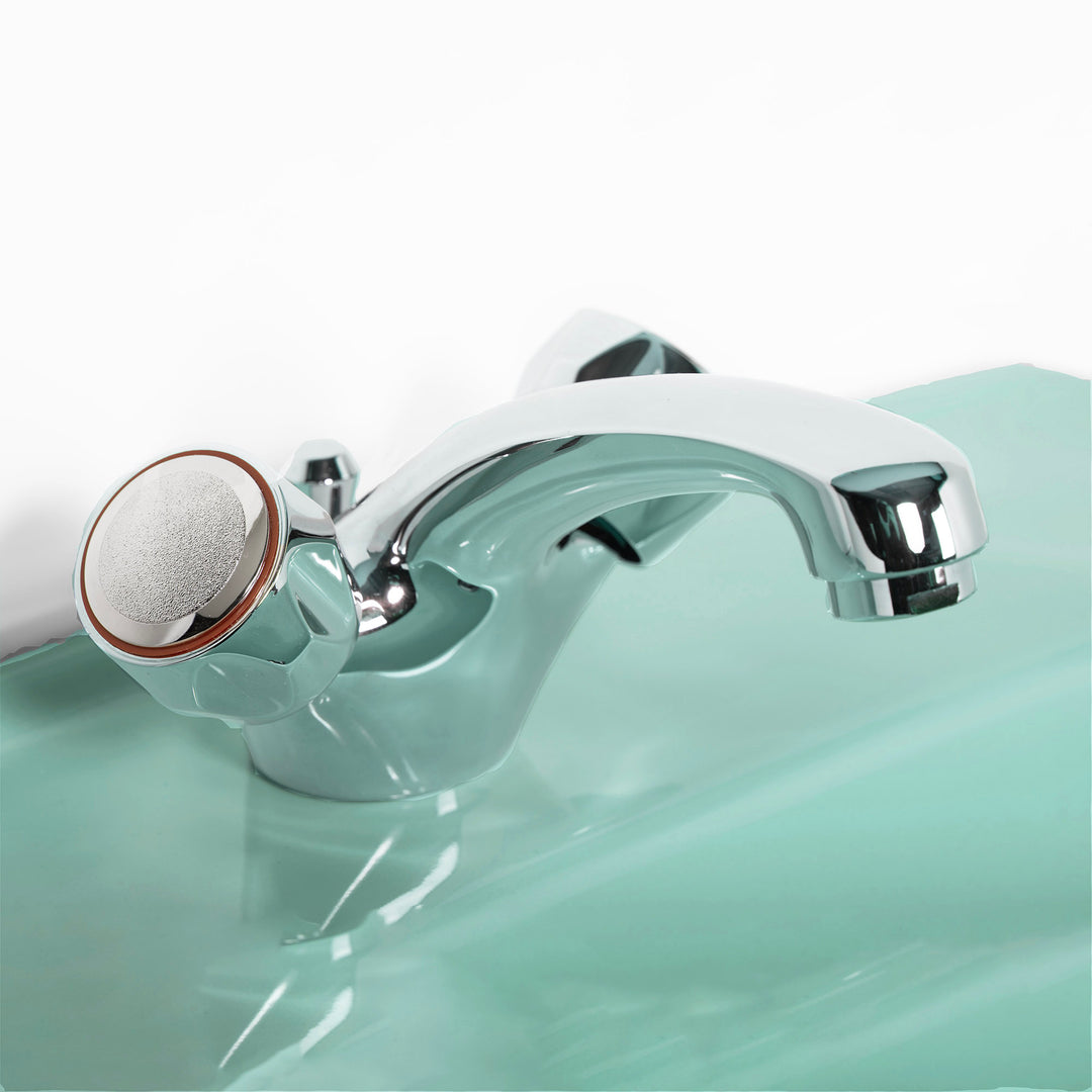 Retro Toilet & Basin Set Turquoise with Round 1 Taphole Basin toilet sink The Bold Bathroom Company