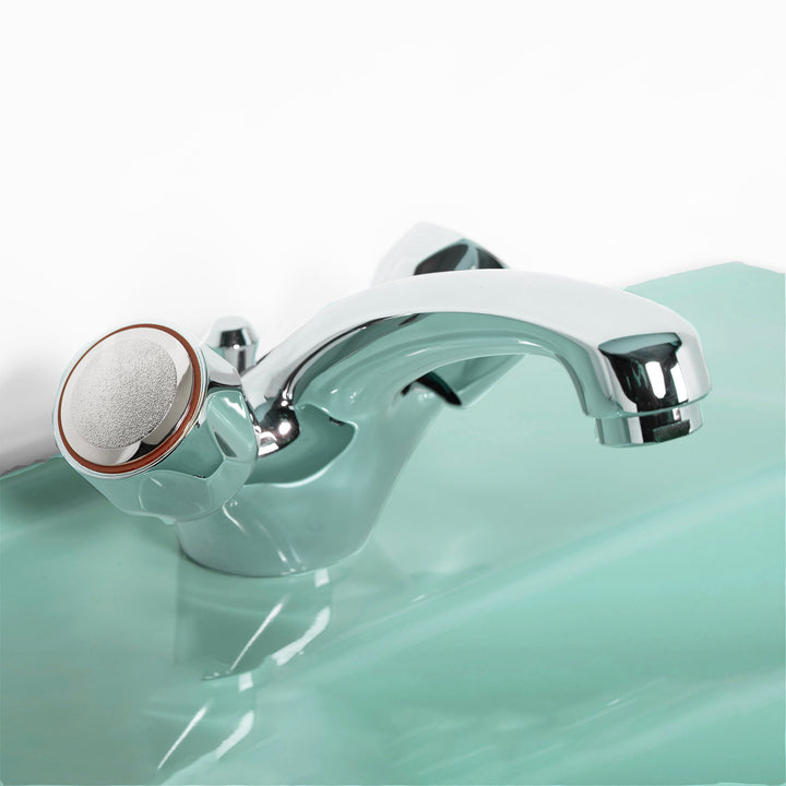 Retro Toilet & Basin Set Turquoise with Round 1 Taphole Basin toilet sink The Bold Bathroom Company