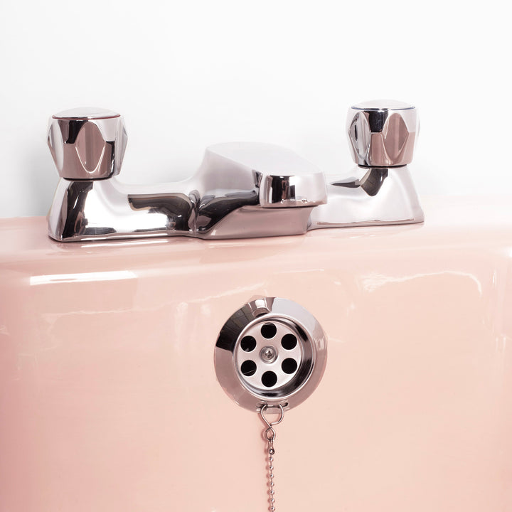 Retro Bathroom Set Coral Pink with Round 1 Taphole Basin toilet sink The Bold Bathroom Company