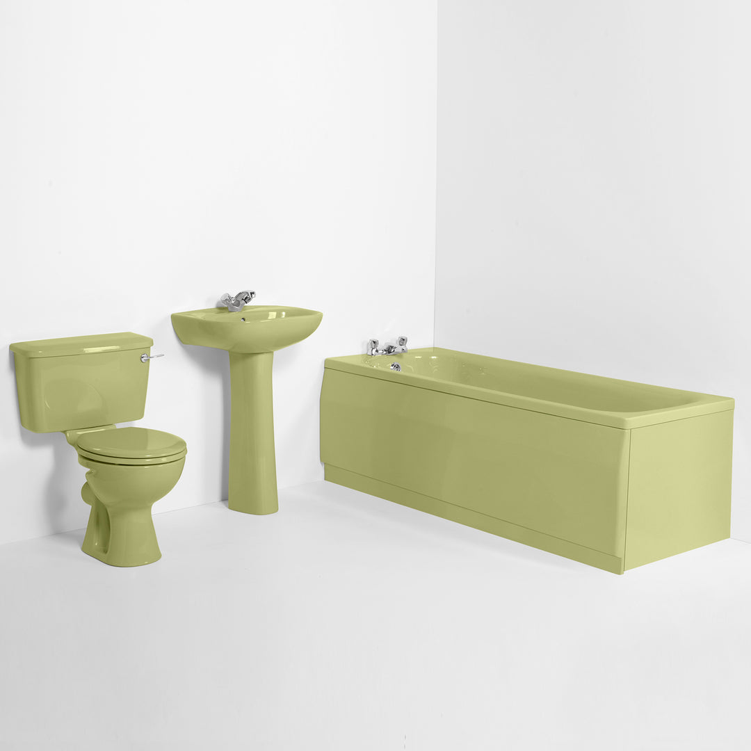 Retro Bathroom Set Avocado with Round 1 Taphole Basin & Plain Bath toilet sink The Bold Bathroom Company