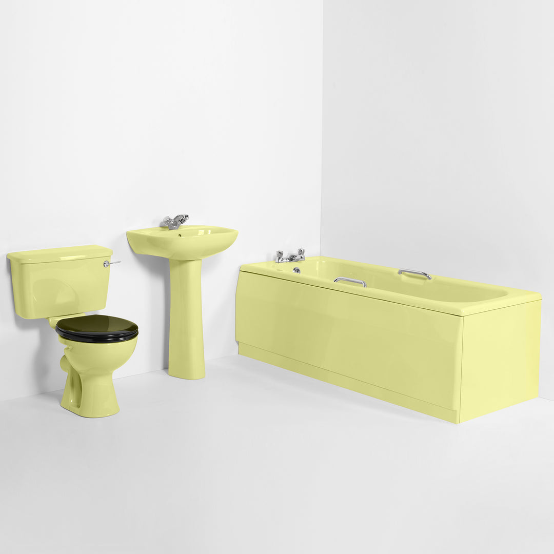 Retro Bathroom Set Primrose with Round 1 Taphole Basin & Twin Grip Bath toilet sink The Bold Bathroom Company
