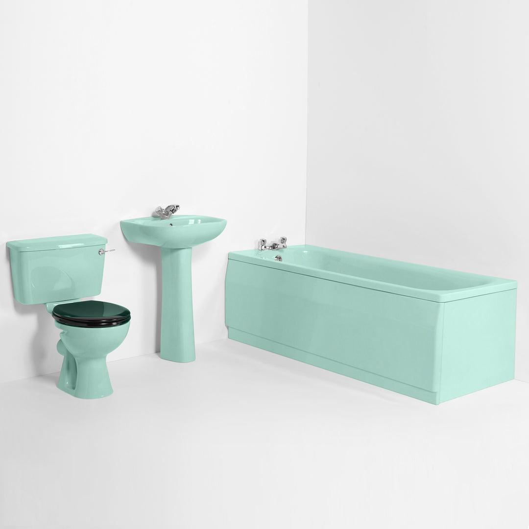 Retro Bathroom Set Turquoise with Round 1 Taphole Basin toilet sink The Bold Bathroom Company