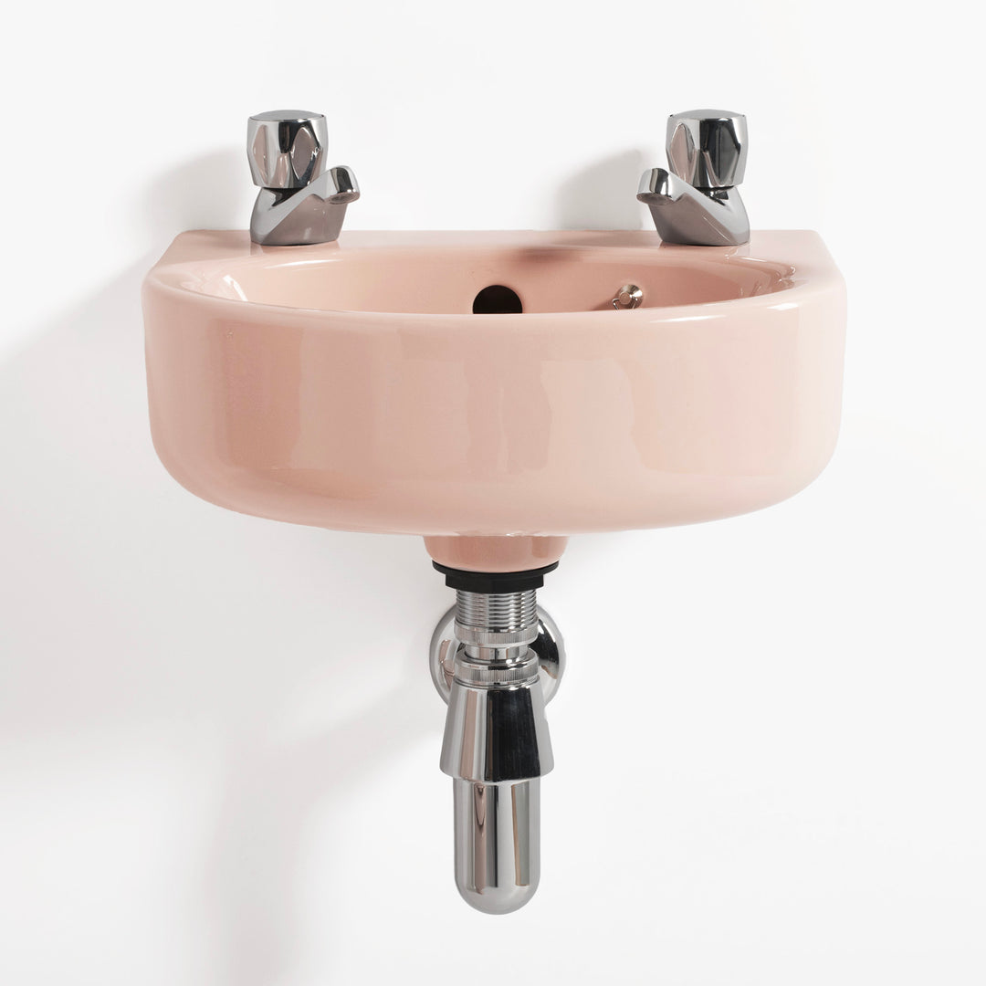 Retro Cloakroom Set Coral Pink toilet sink The Bold Bathroom Company
