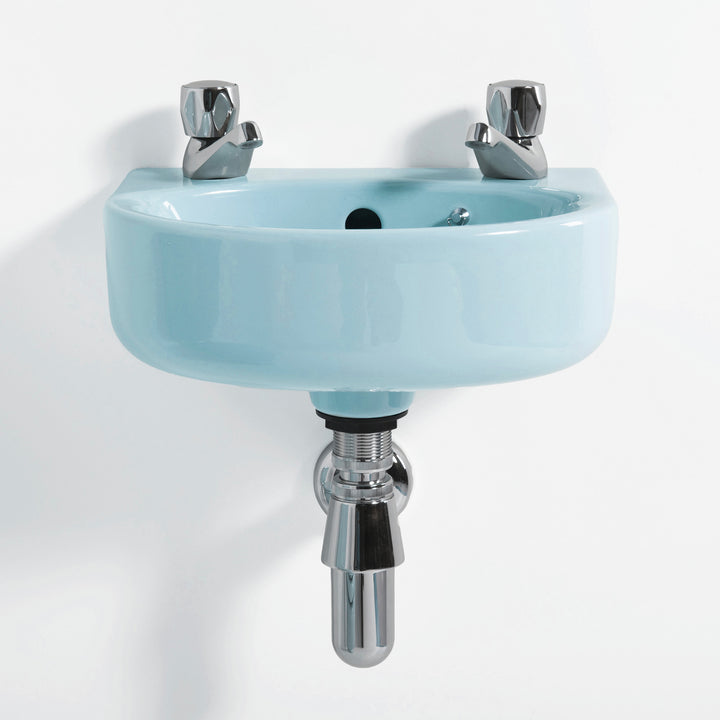 Retro Cloakroom Set Sky Blue toilet sink The Bold Bathroom Company