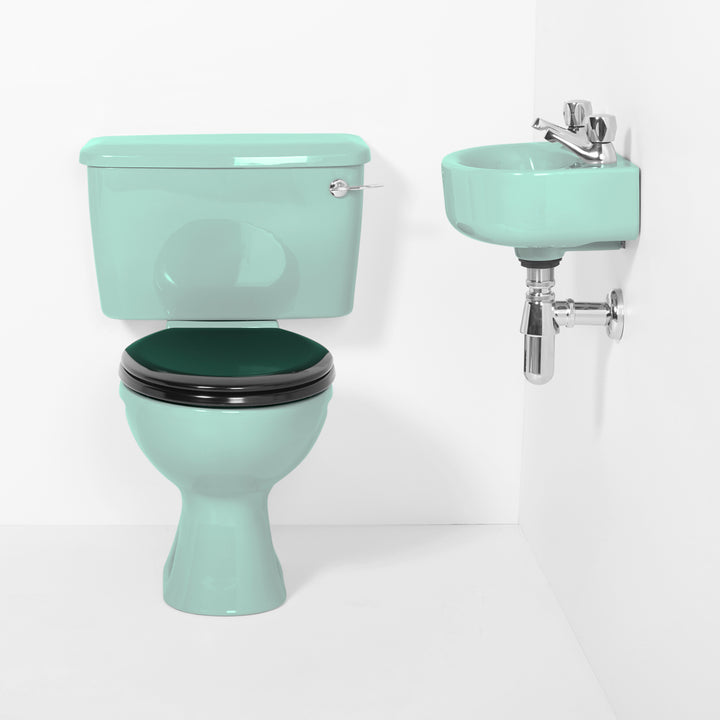 Retro Cloakroom Set Turquoise toilet sink The Bold Bathroom Company