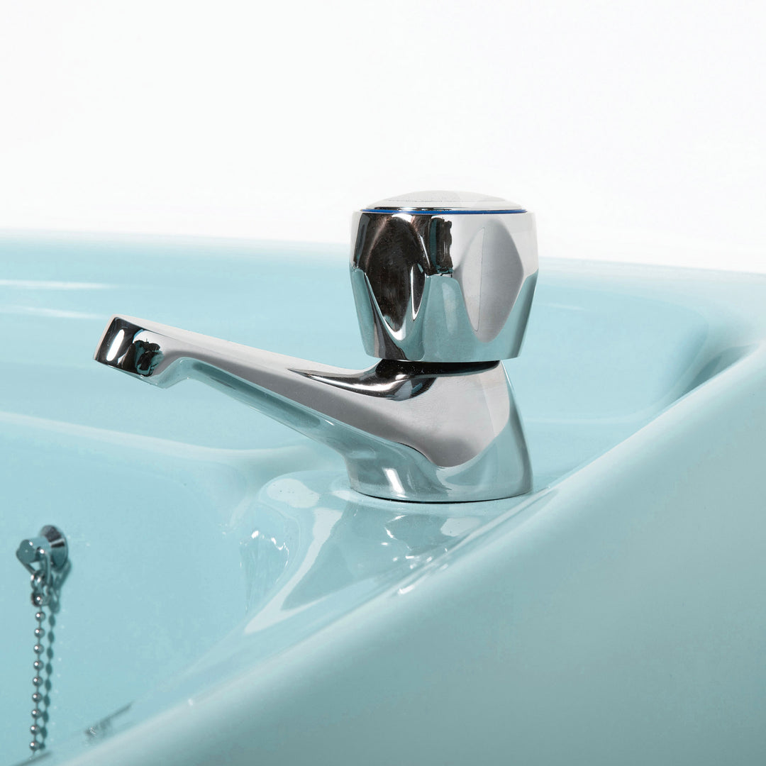 Retro Toilet & Basin Set Sky Blue with Square 2 Taphole Basin toilet sink The Bold Bathroom Company