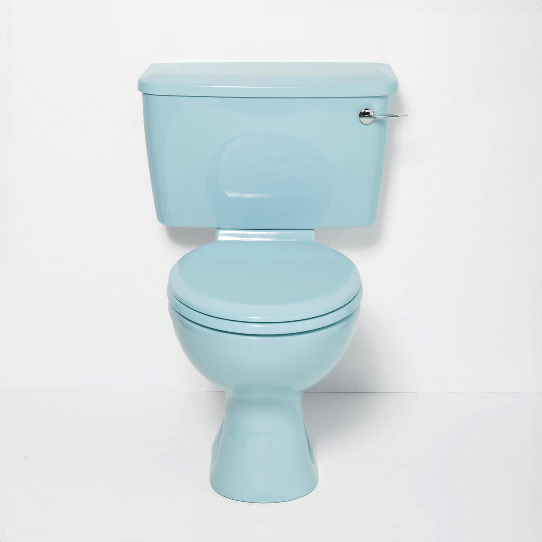 Retro Toilet & Basin Set Sky Blue with Square 2 Taphole Basin toilet sink The Bold Bathroom Company