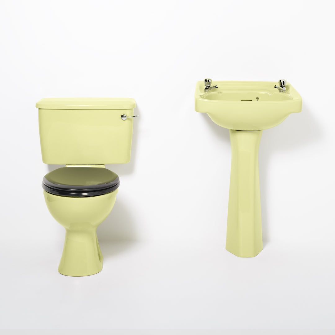 Retro Toilet & Basin Set Primrose with Square 2 Taphole Basin toilet sink The Bold Bathroom Company