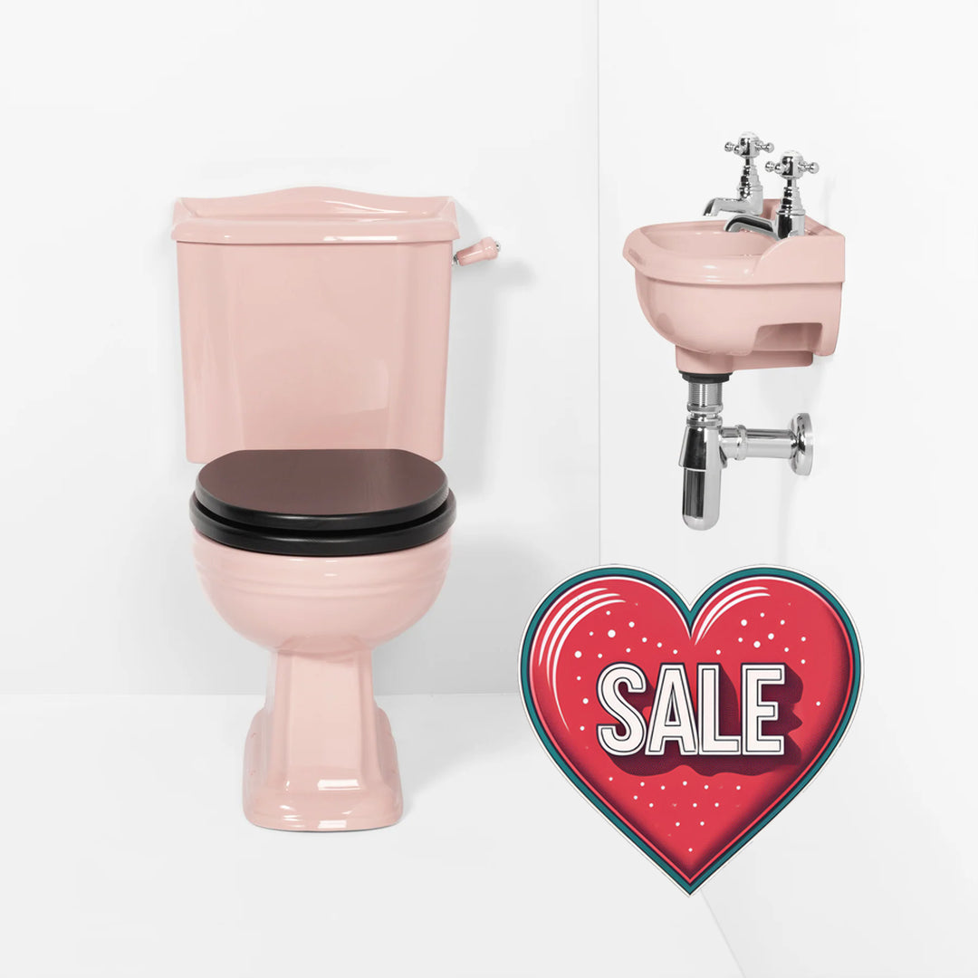 Classic Cloakroom Set Coral Pink toilet sink The Bold Bathroom Company