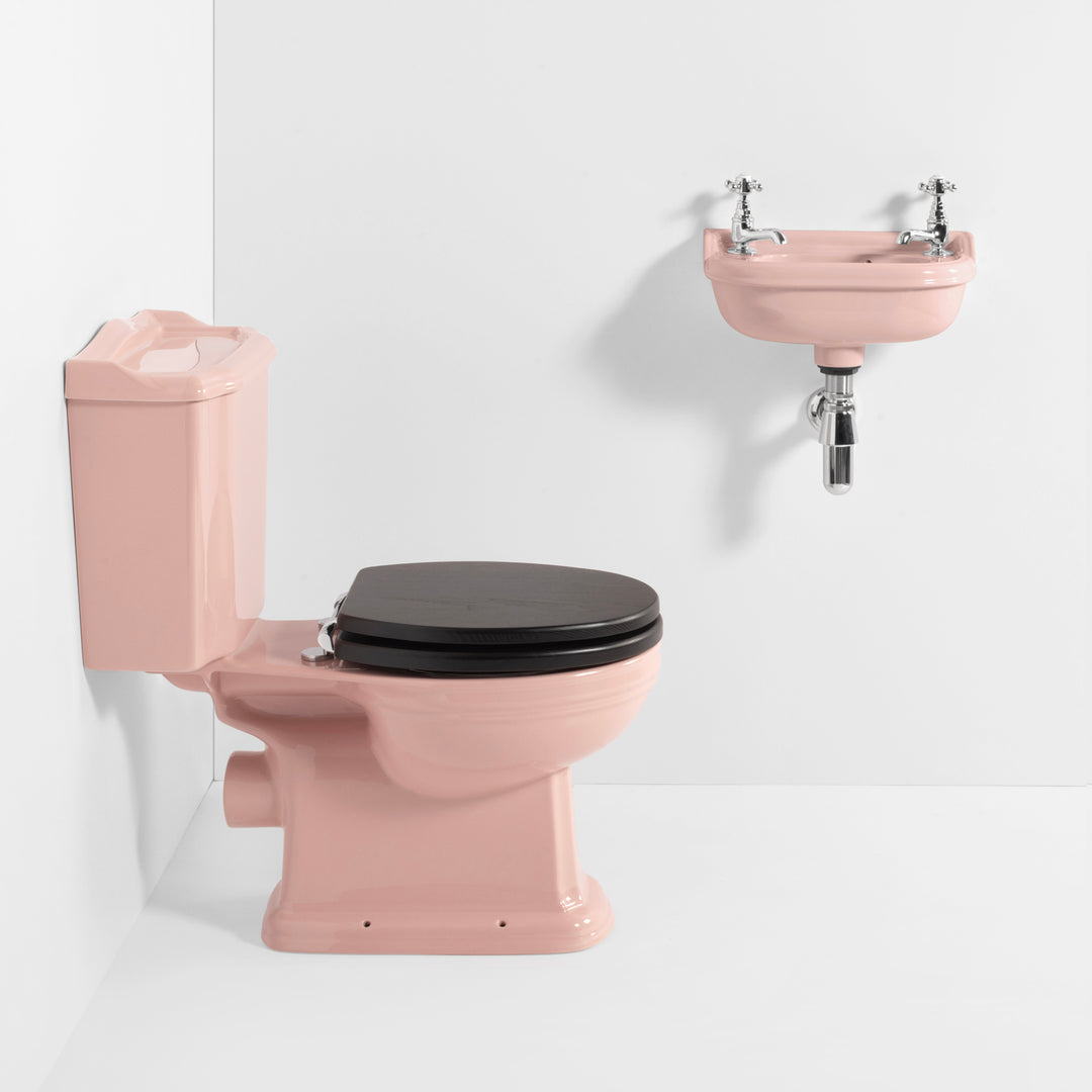 Classic Cloakroom Set Coral Pink toilet sink The Bold Bathroom Company   
