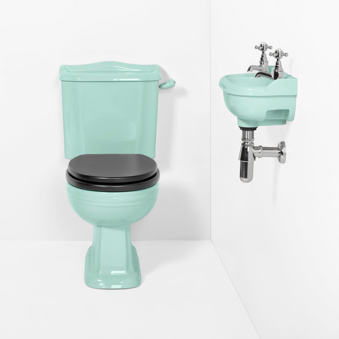 Classic Cloakroom Set Turquoise toilet sink The Bold Bathroom Company   