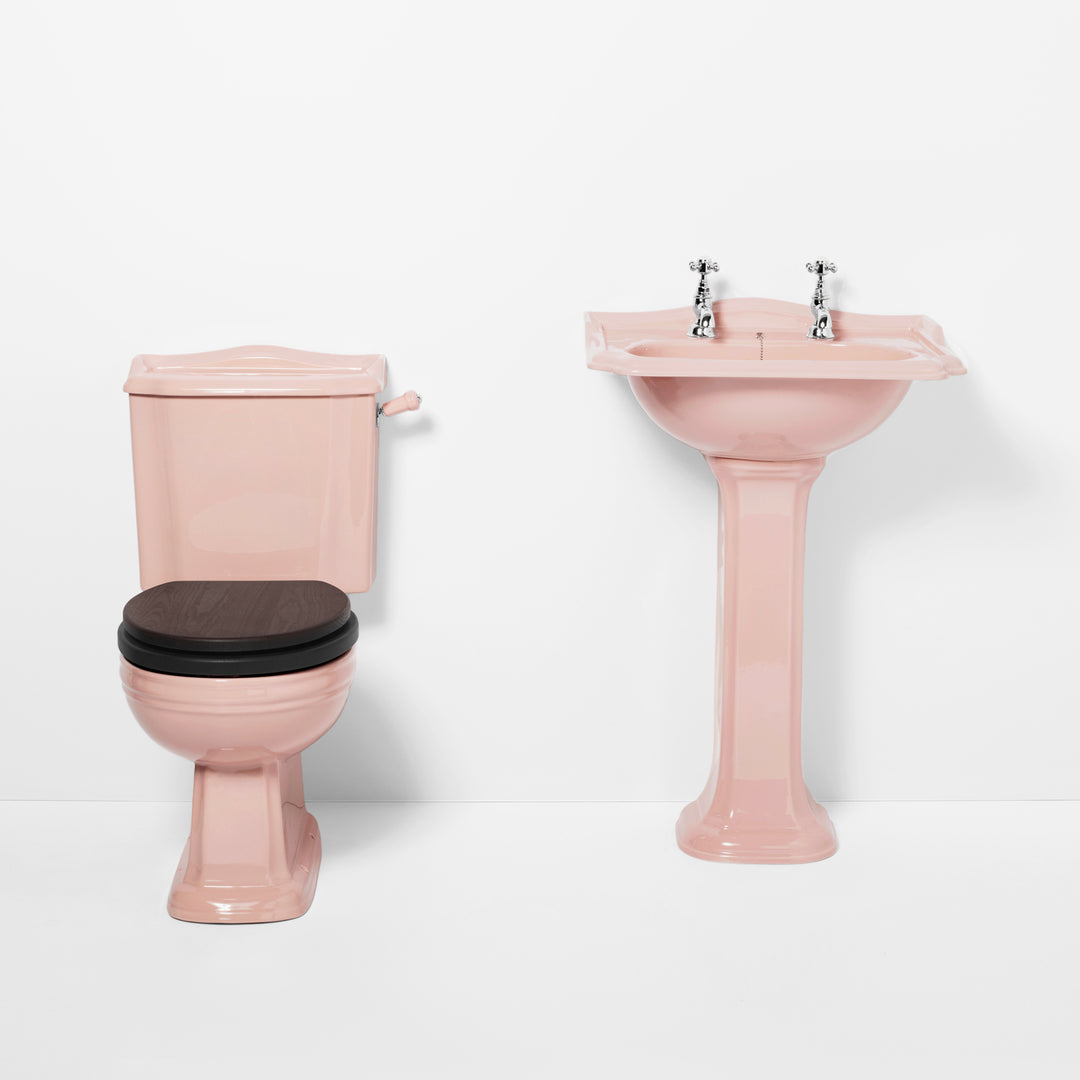 Classic Toilet & Basin Set Coral Pink toilet sink The Bold Bathroom Company   