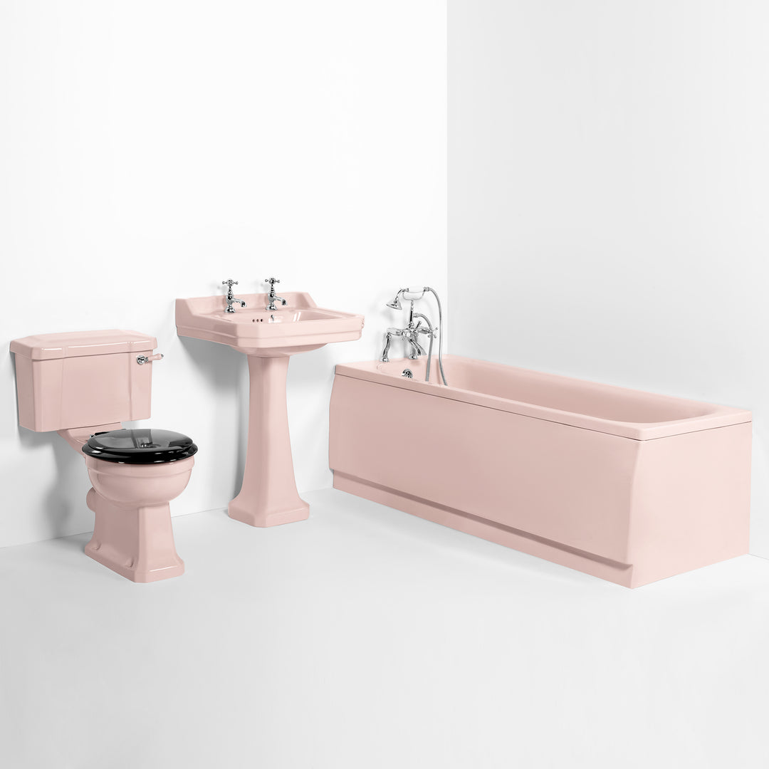 Deco Bathroom Set Coral Pink toilet sink The Bold Bathroom Company   