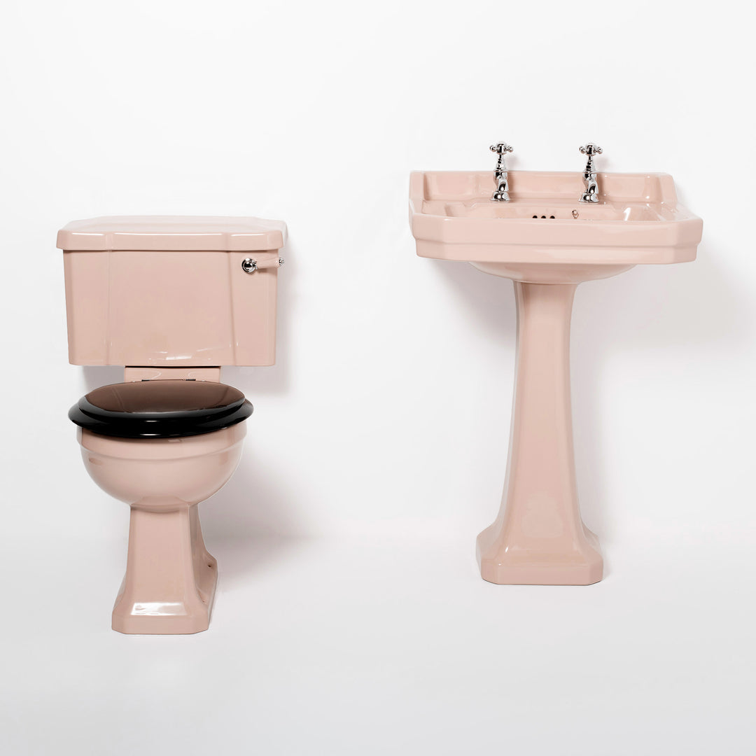Deco Toilet & Basin Set Coral Pink toilet sink The Bold Bathroom Company   