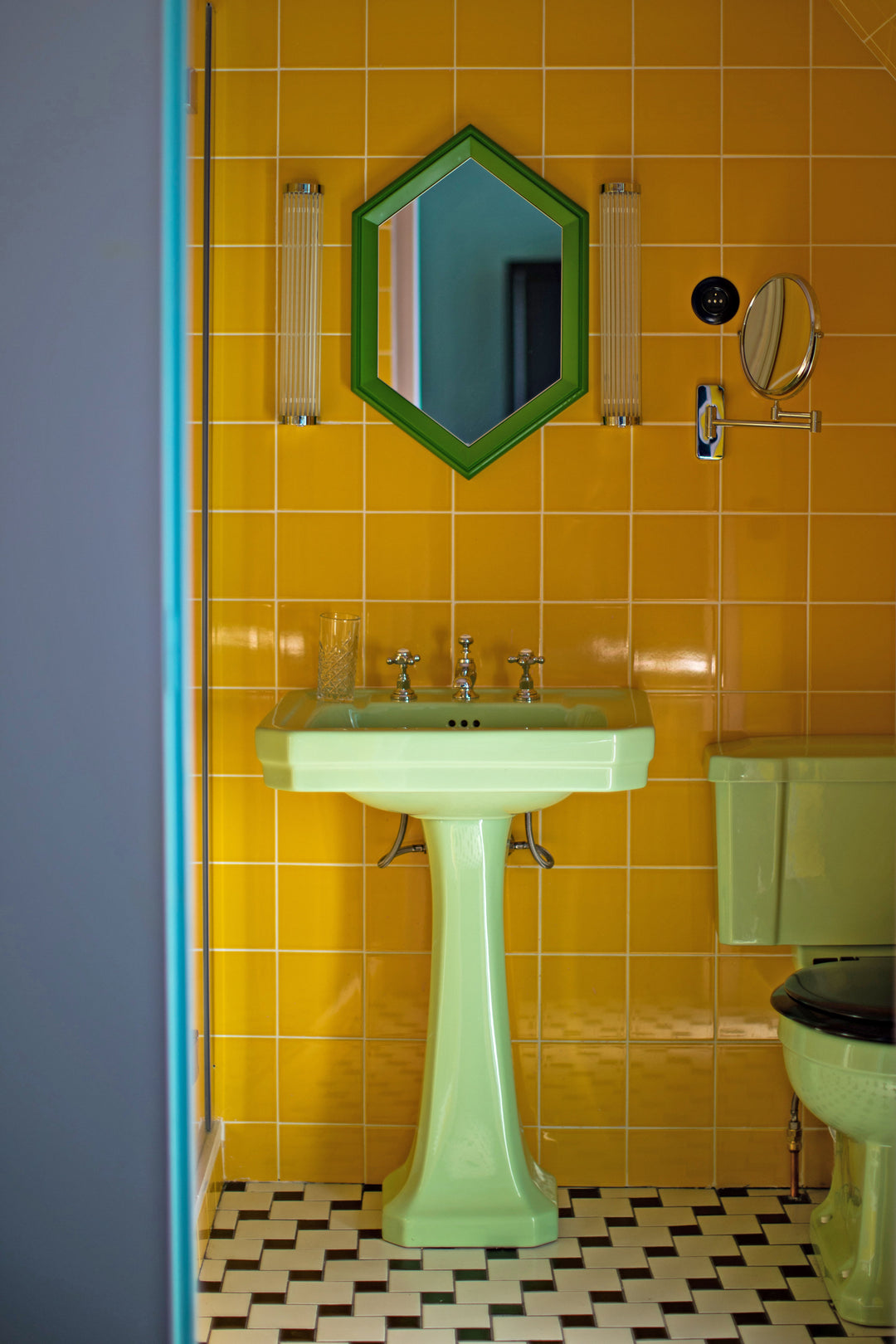 Deco Light Green sink basin, Hotel Deux Gares, Paris, custom colour, The Bold Bathroom Company