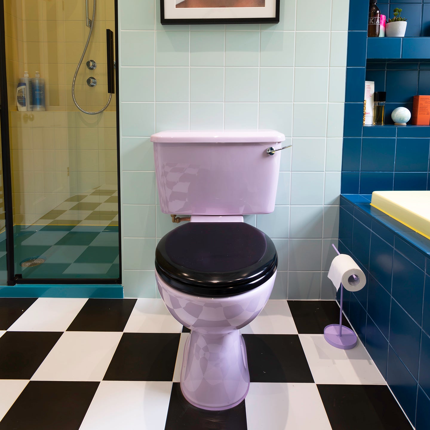 Retro toilet Lilac multicoloured bathroom The Bold Bathroom Company