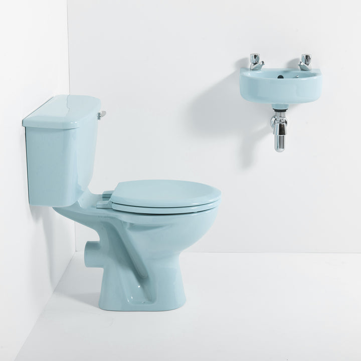 Retro Cloakroom Set Sky Blue toilet sink The Bold Bathroom Company   
