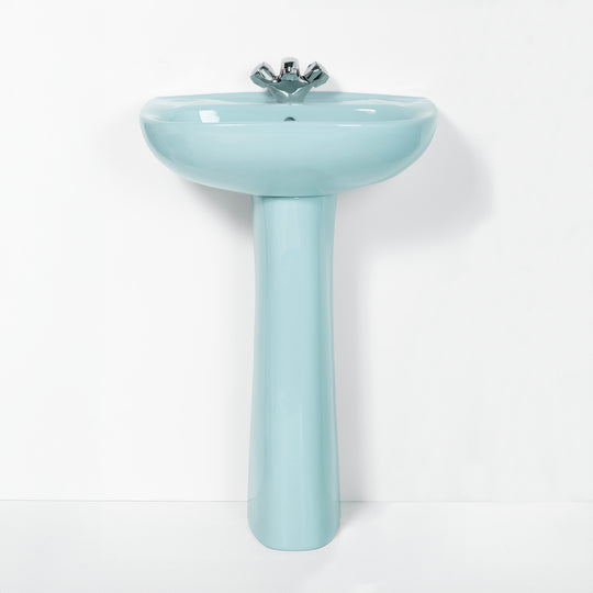 Retro Toilet & Basin Set Sky Blue with Round 1 Taphole Basin – The Bold ...