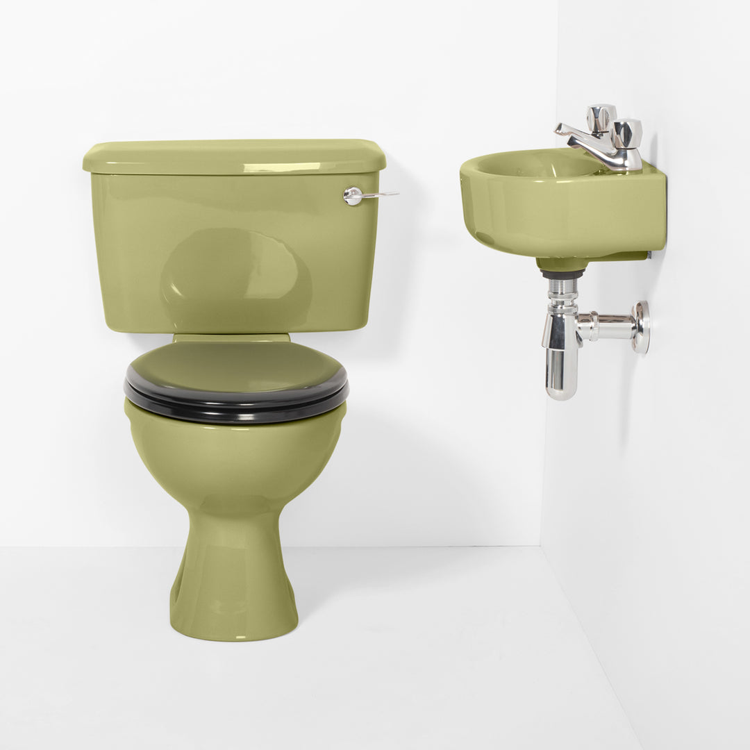 Retro Cloakroom Set Avocado toilet sink The Bold Bathroom Company