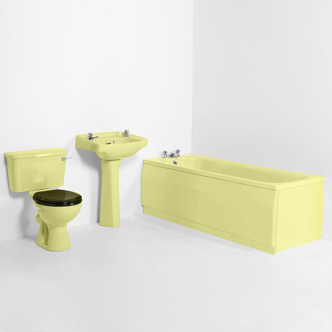 Retro Bathroom Set Primrose with Square 2 Taphole Basin & Plain Bath toilet sink The Bold Bathroom Company   