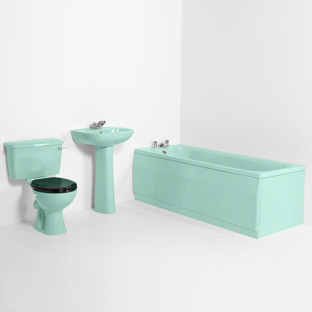 Retro Bathroom Set Turquoise with Round 1 Taphole Basin & Plain Bath toilet sink The Bold Bathroom Company   