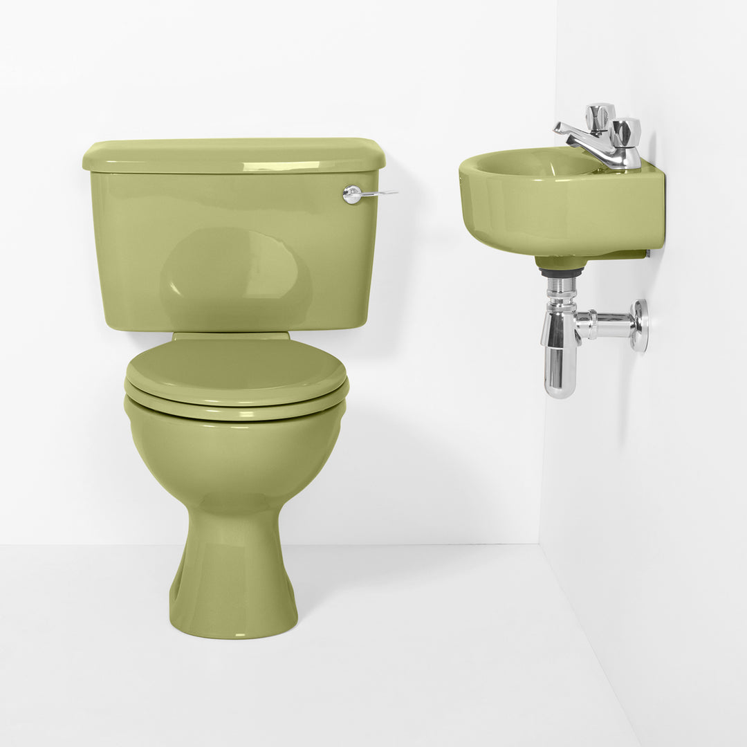 Retro Cloakroom Set Avocado toilet sink The Bold Bathroom Company   