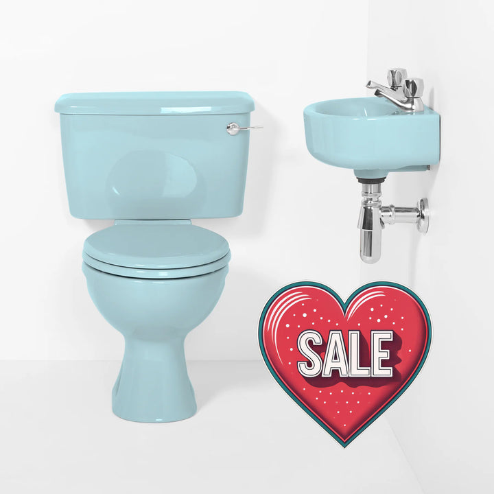 Retro Cloakroom Set Sky Blue toilet sink The Bold Bathroom Company