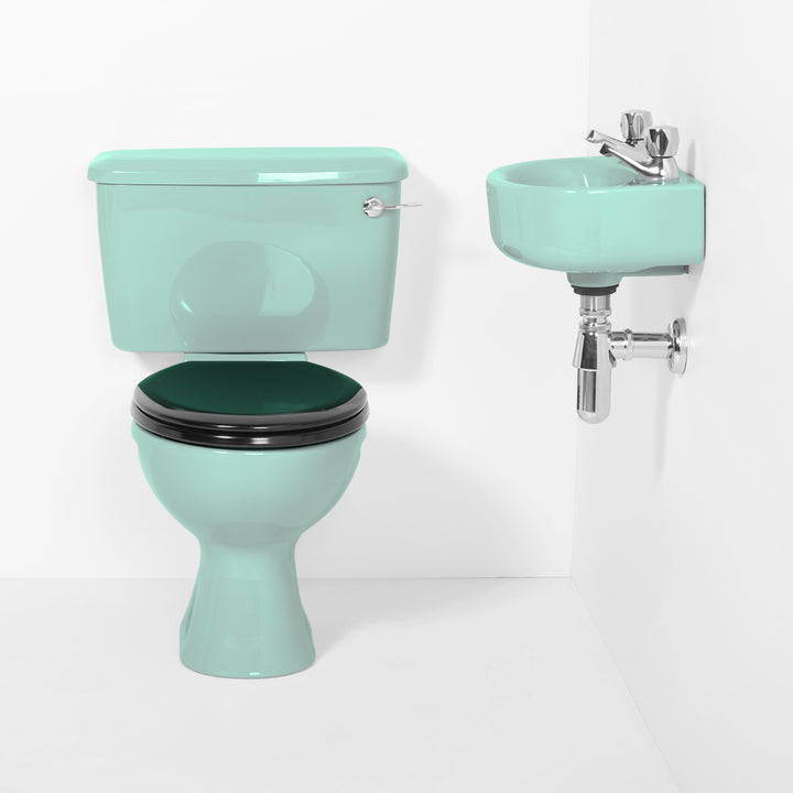 Retro Cloakroom Set Turquoise toilet sink The Bold Bathroom Company   