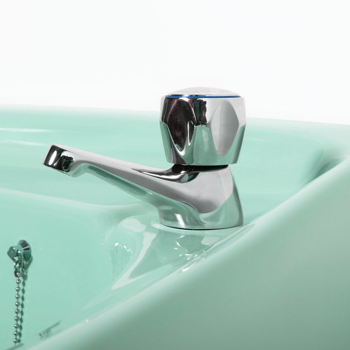 Retro Toilet & Basin Set Turquoise with Square 2 Taphole Basin toilet sink The Bold Bathroom Company   